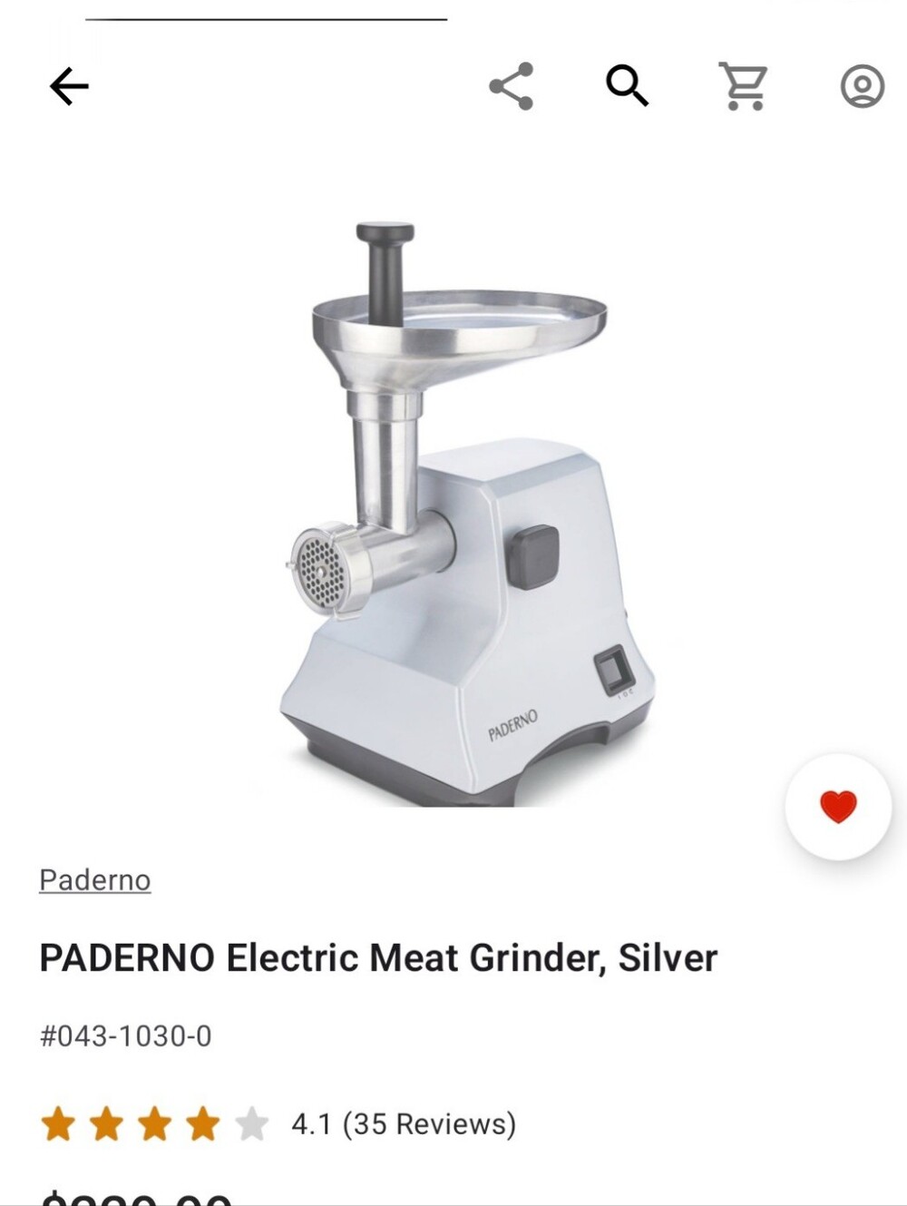 Electric Meat Grinder in Silver